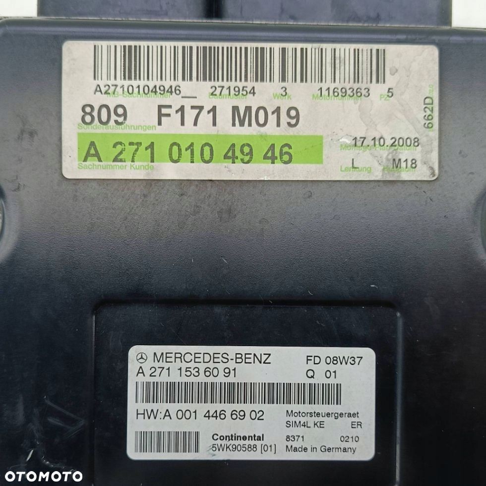 MERCEDES R171 KOMPUTER STEROWNIK SILNIKA A2711536091 - 5