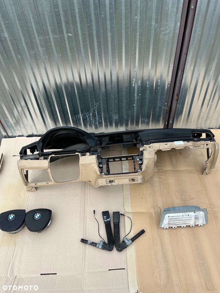 BMW 5 F10 F11 DESKA ROZDZIELCZA KOKPIT KONSOLA ARIBAG NAPINACZE ORYGINAŁ KOMPLET - 1