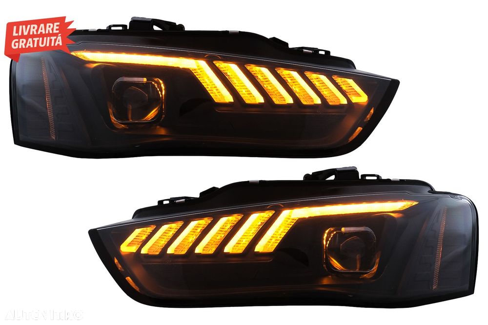 Faruri LED DRL Audi A4 B8.5 Facelift (2012-2015) Negru Semnal Dinamic- livrare gratuita - 8