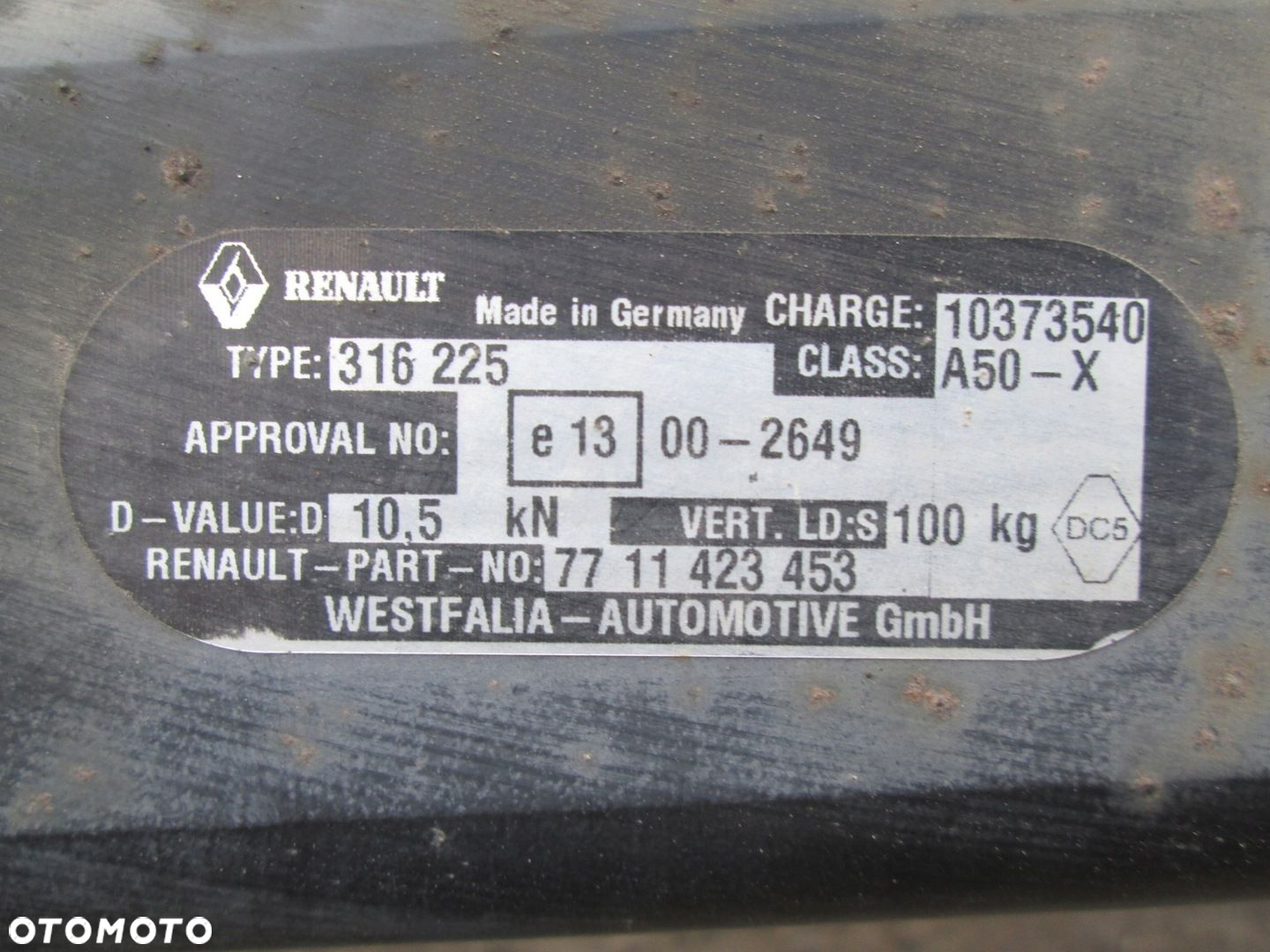 HAK BELKA HAKA RENAULT KOLEOS I 7711423453 WESTFALIA  MODUŁ  WIĄZKA - 6