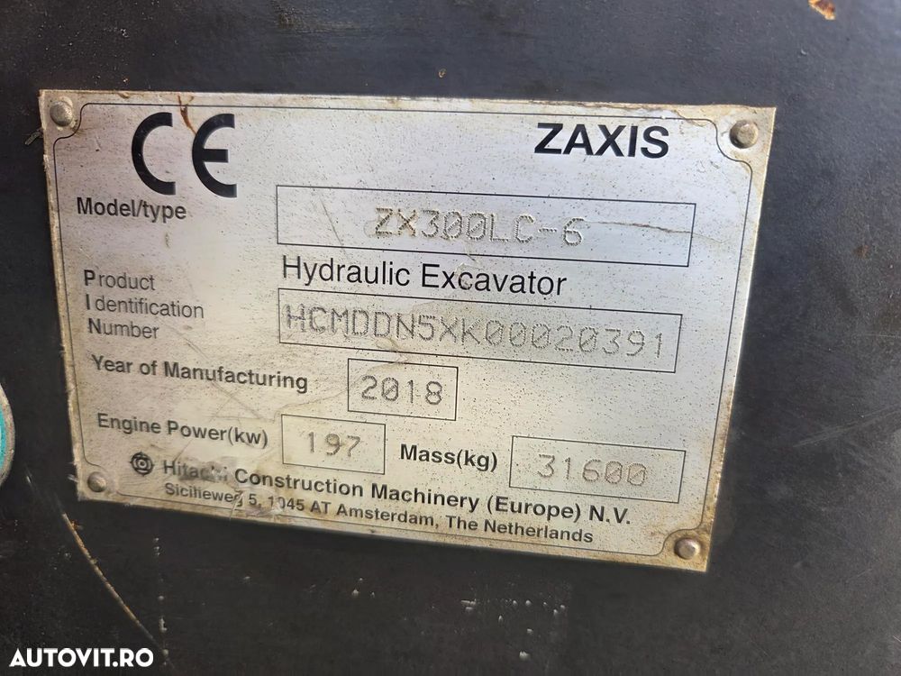 Hitachi BRATE LUNGI NOI la 18m, 2018, 9.033h, 3 pompe hidr HITACHI, masa operationala arpx 35t, senile LATE 90% ok, doar 1.200h deplasare, camera spate, Consum mediu 16l/h, REVIZII MOTOR SI HIDR EFECTUATE, posibilitate leasing, PROMOTIE 119.500 EUR+Tva - 32
