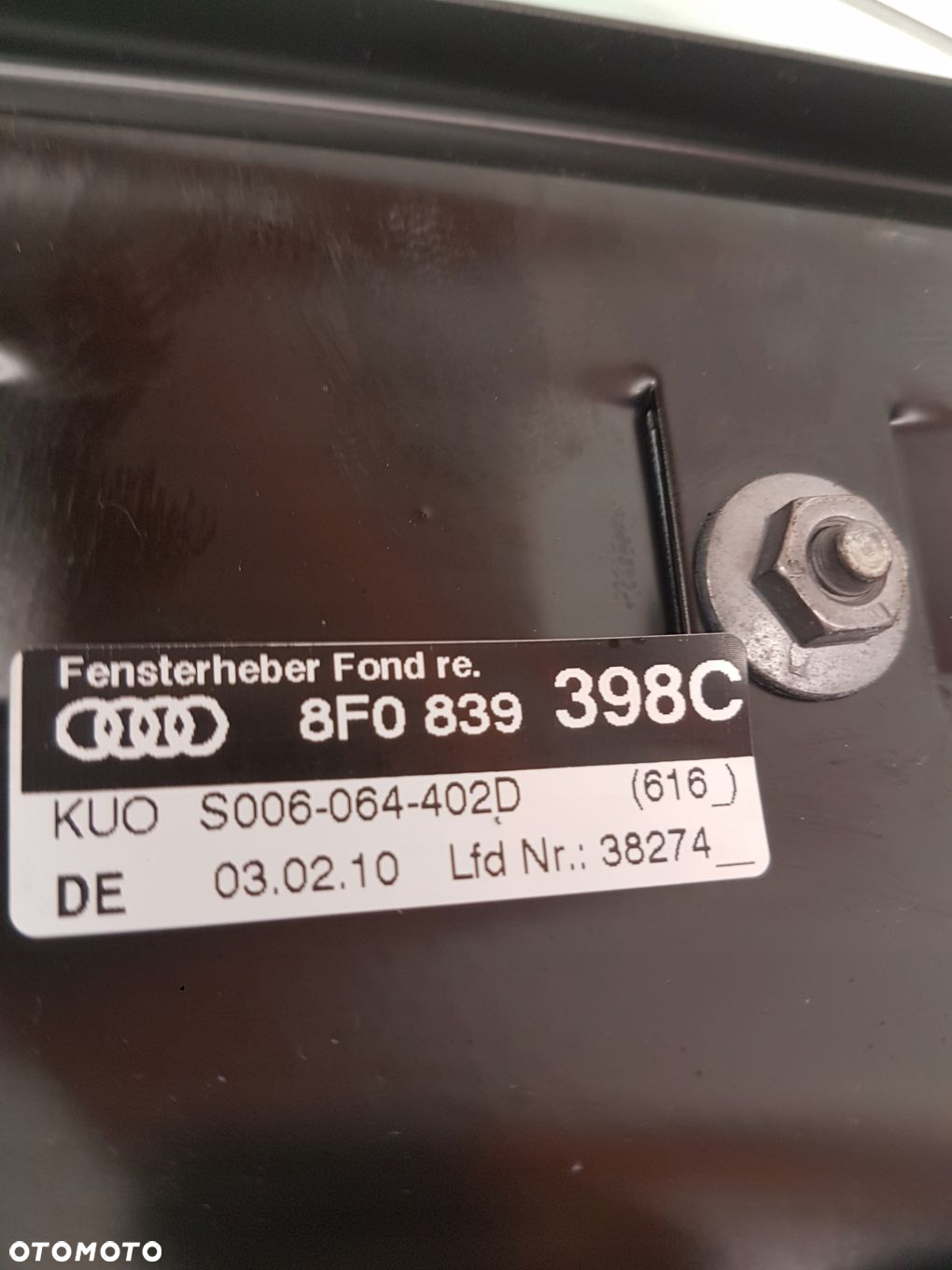 MECHANIZM SZYBY TYŁ AUDI A5 CABRIO 8F0839398C - 8
