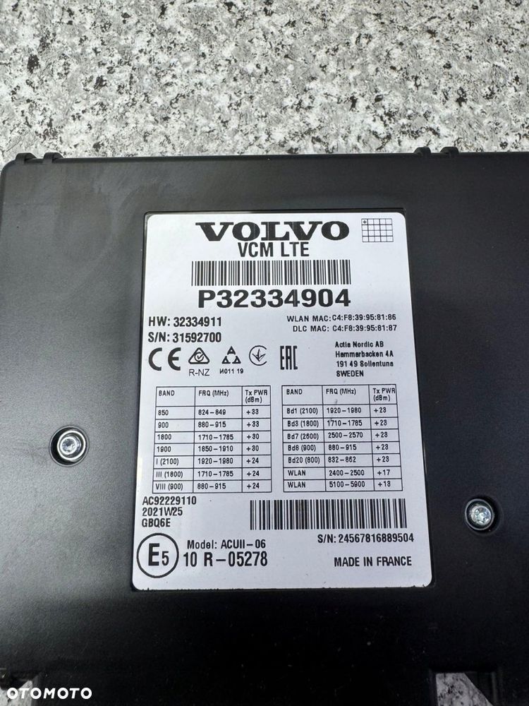 moduł sterownik vcm lte volvo xc40 2017-2024 32334904 - 3