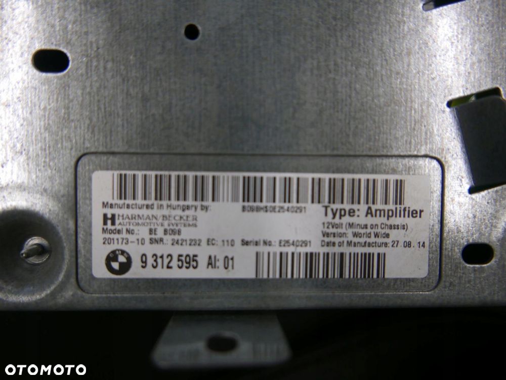bmw f13 wzmacniacz hi-fi amplifier harman 9312595 - 5