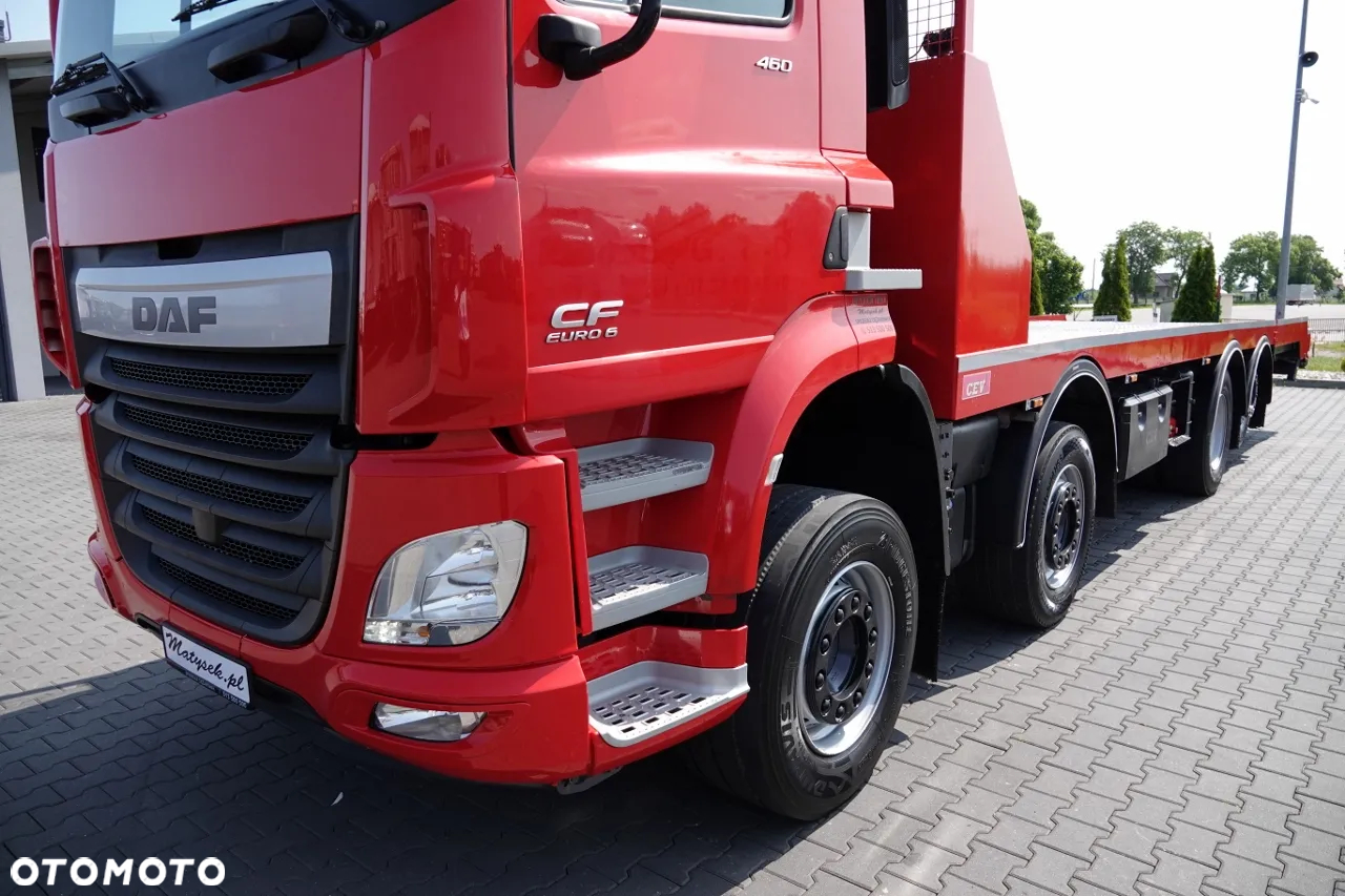 DAF CF 460 / 8x2/  LAWETA / PLATFORMA / NAJAZDY HYDRAULICZNE / WYCIĄGARKA / oś skrętna i podnoszona / EURO 6 - 11