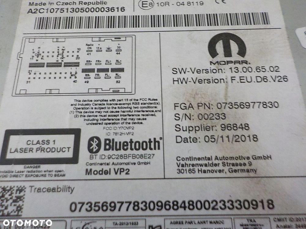 FIAT DUCATO III RADIO FABRYCZNE BLUETOOTH 07356977830 - 2