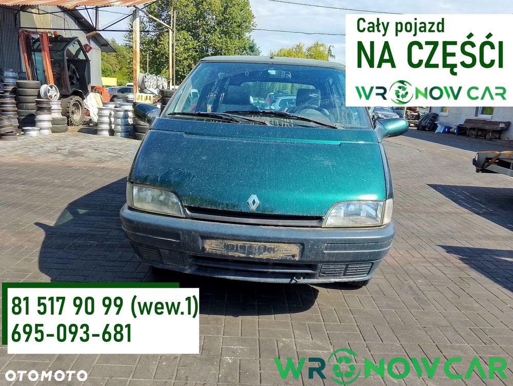 Renault Espace II (91-97r.) 2.2 B 110KM. Silnik J7T772(J7T 772)/J7T773(J7T 773)/J7T776(J7T 776) Skrzynia AR4/NG3/NG7 lakier NV596 – OTTOMAN GREEN.Cały na części. GWARANCJA !!!  Przód Tył Zestaw Komplet Drzwi Klapa Zderzak Błotnik Maska Grill Atrapa Szyba Pas Lampa Lusterko Boczki Fotel Kanapa Kokpit Deska Rozdzielcza Przełącznik Włącznik Sterownik Przewody Wiązka Instalacja Moduł Komputer Czujnik Listwa Pompa Alternator Wtryski Głowica Rozrusznik Kompresor Sprzęgło Dwumas Silnik Skrzynia ABS Klimatyzacji Paliwa Wspomagania Kolektor Turbina Przepustnica Zawór Chłodnica Koło Hak Belka Sanki Zawieszenie Mcpherson Półoś Amortyzator Wydech Tłumik Zacisk Most - 1