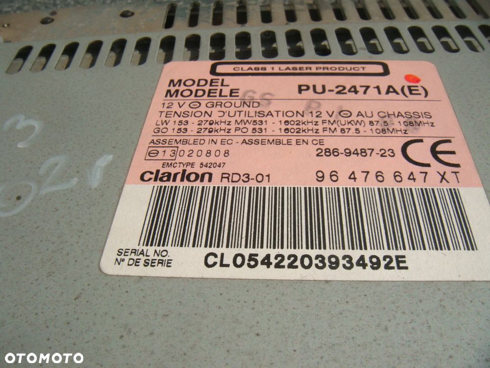 citroen c3 03r radio cd fabryczne 96476647xt - 2