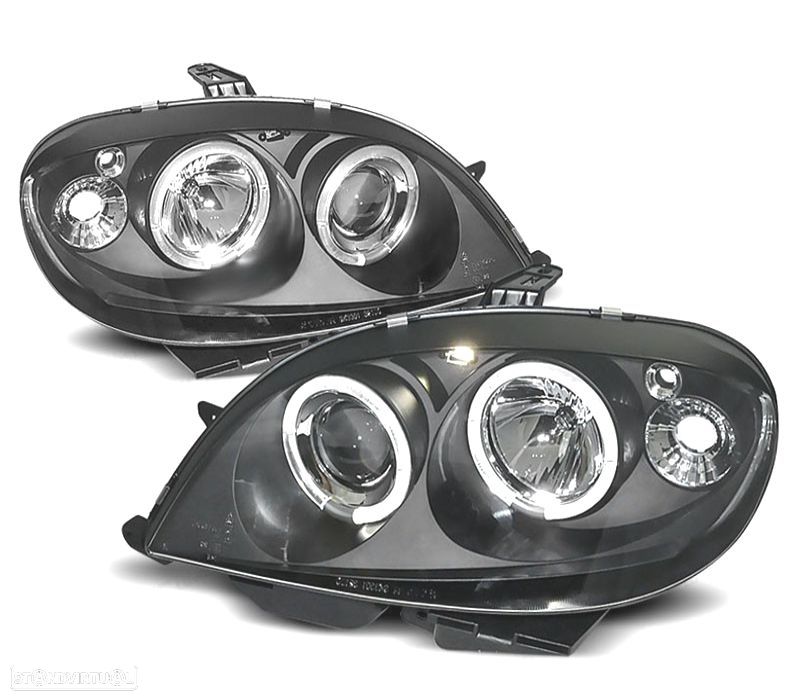 FARÓIS ANGEL EYES CITROEN SAXO 99-03 FUNDO PRETO - 1