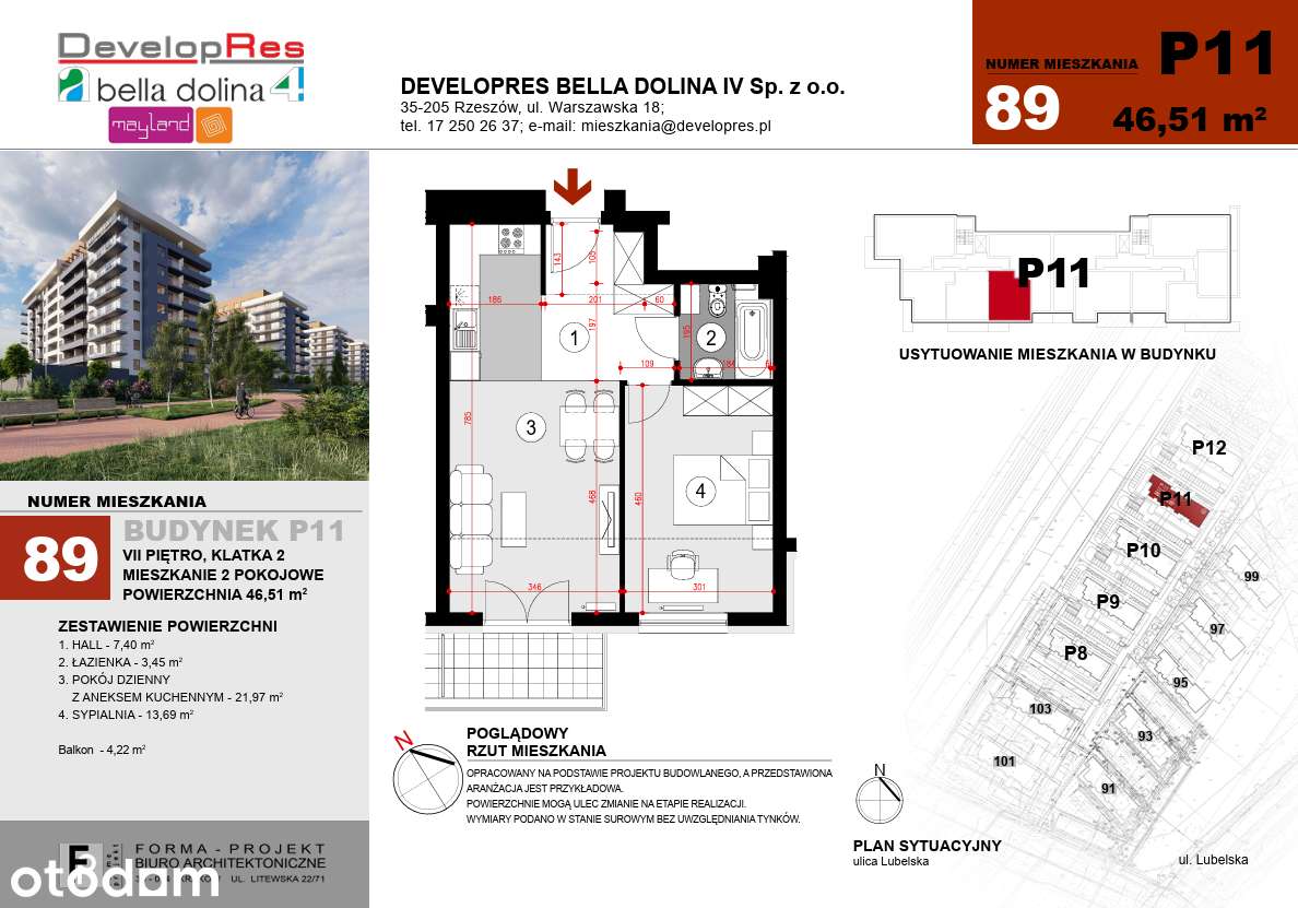 Południowe 46,51 m², 7 piętro, świetne pod wynajem - P11-89