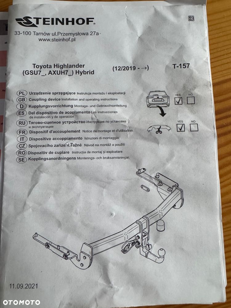 Hak wypinany Steinhof + moduł dedykowany 13pin Toyota Highlander XU70 2021- - 6