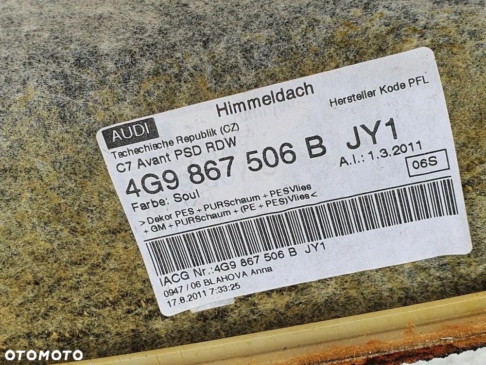 AUDI A6 C7 S-LINE KOMBI PANORAMA DACH PODSUFITKA CZARNY SUFIT ORYGINAŁ - 10