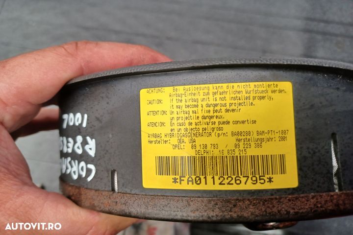 Airbag volan / sofer 09130793  09130793 Opel Corsa C [2000 - 2003] Ha - 5
