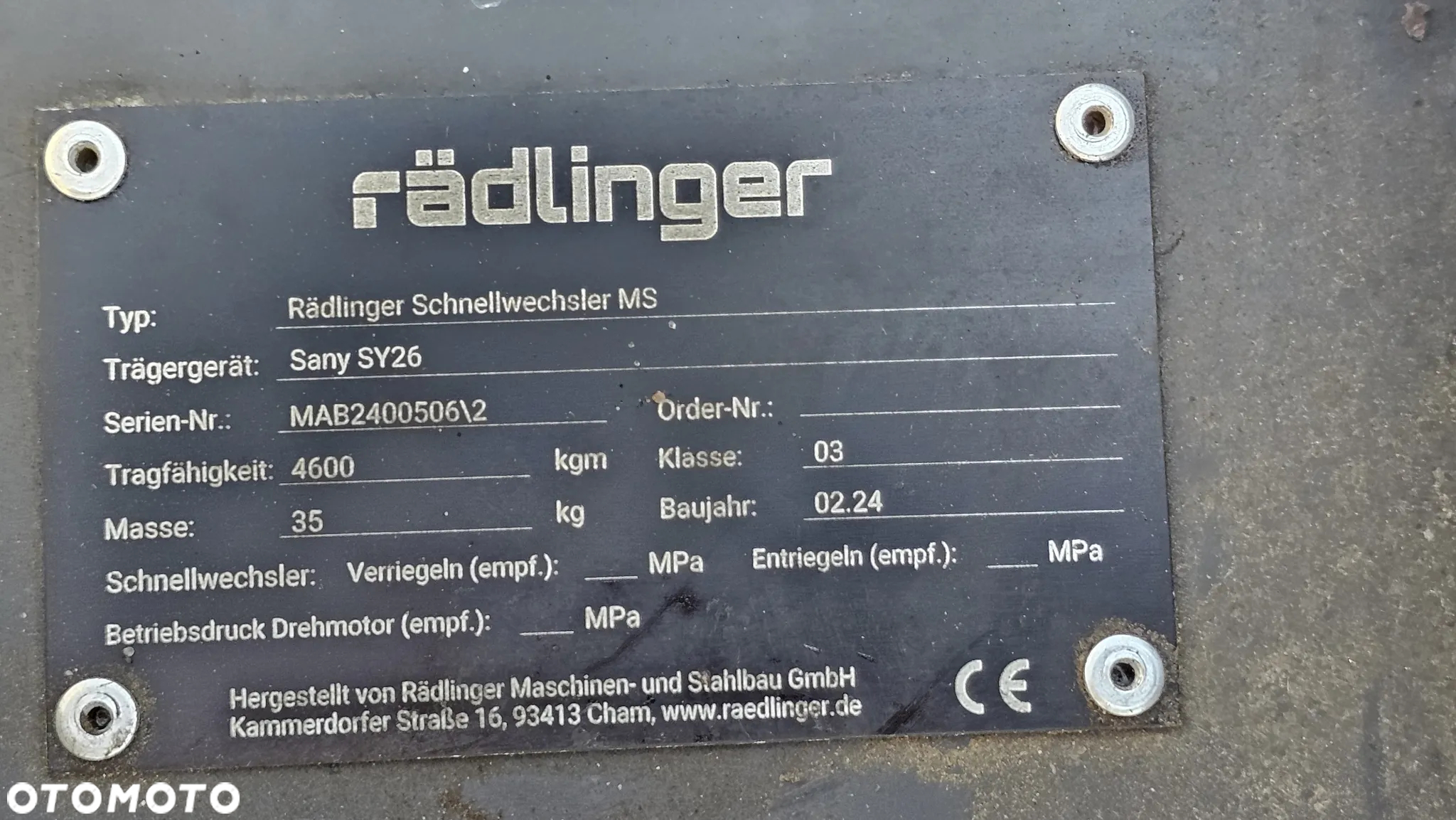 Szybkozłącze do koparki Rädlinger MS03 #7#8#13 - 8