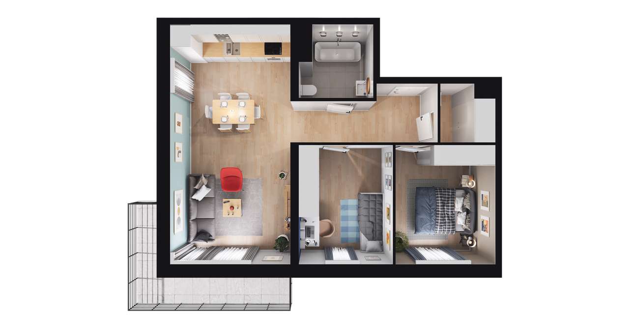 3-pokojowe mieszkanie 60m2 + balkon Bez Prowizji - Pełny obrazek: 2/14