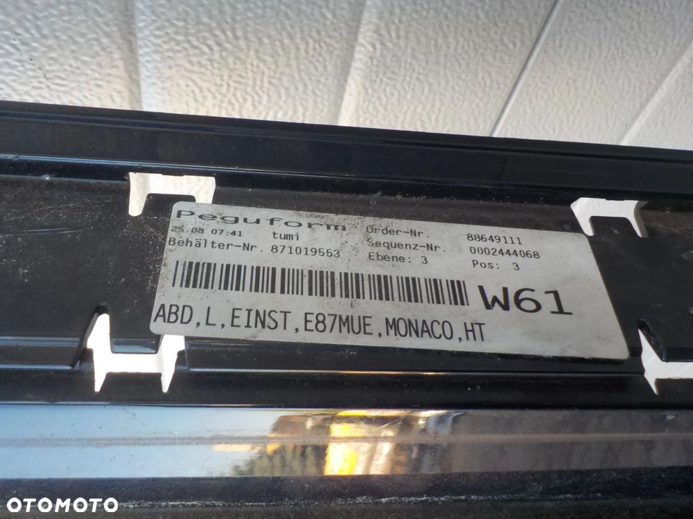 BMW SERIA 1 E87 LISTWA PROGOWA PRAWA I LEWA KOMPLET  KOLOR MONACOBLAU METALLIC - 5