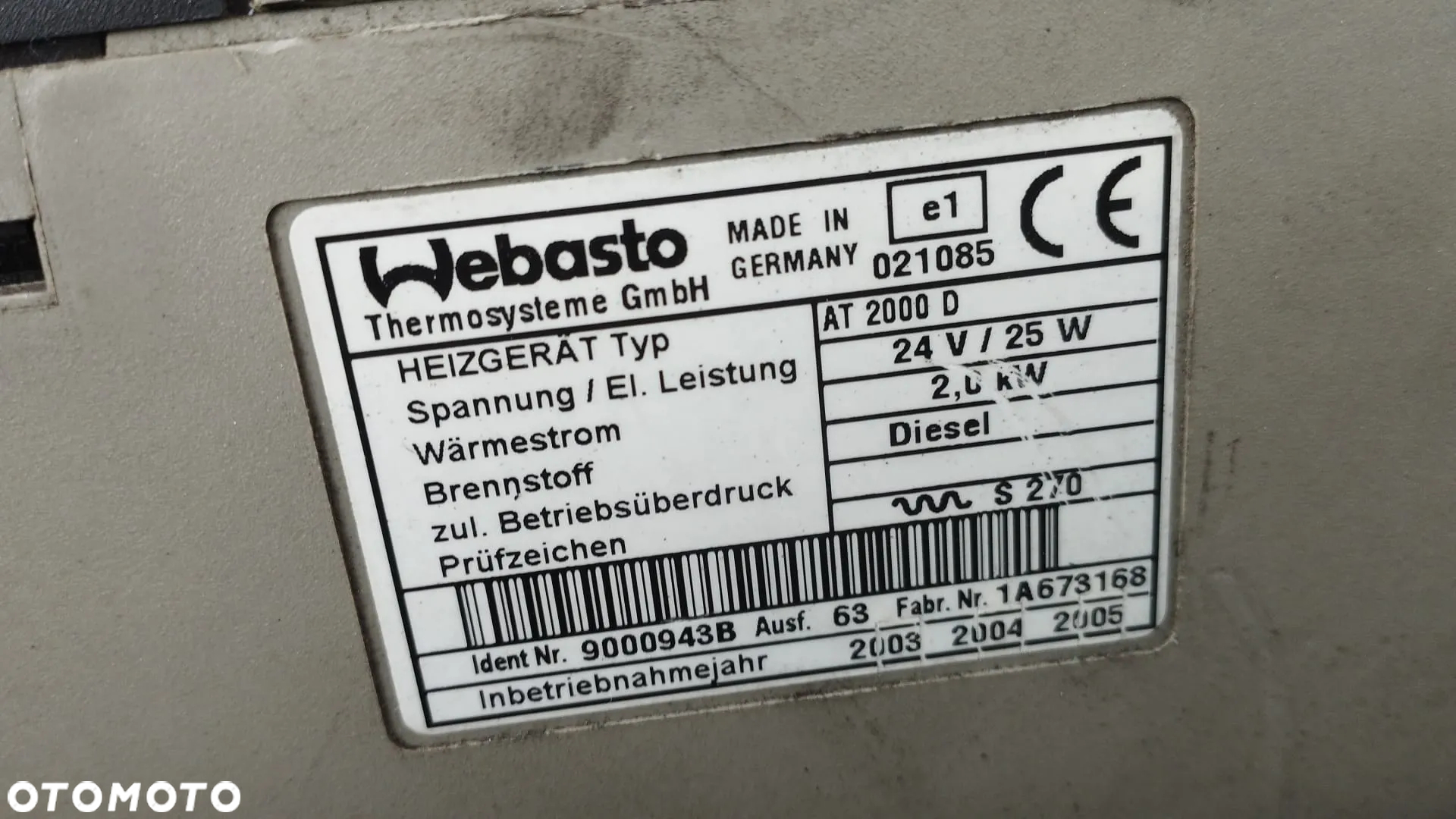 WEBASTO AT2000D MAN TGA F2000 L2000 - 3