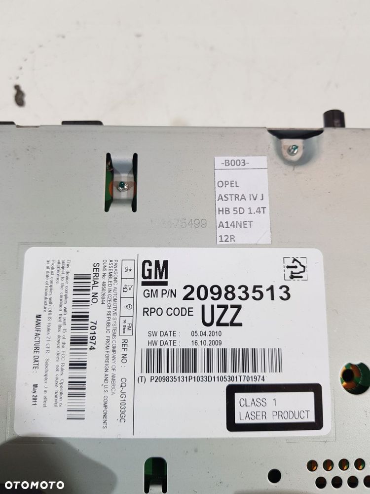 radioodtwarzacz radio opel astra j iv 20983513 - 14