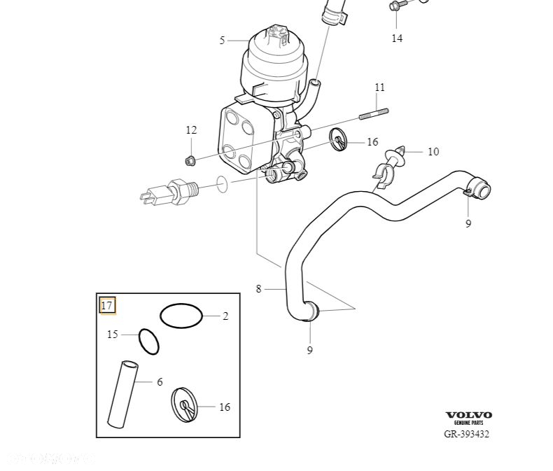 VOLVO C30 C70 S40 V50 zestaw uszczelnienie podstawy filtra 2.0D OE 8653792 - 2