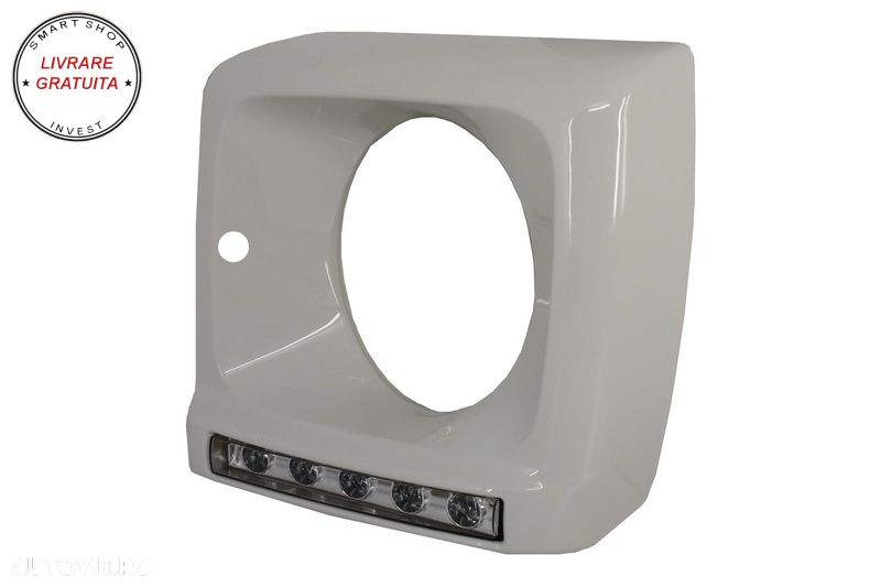 Carcasa faruri Alb cu Lumini de zi dedicate LED DRL Mercedes G-class W463 (1989-20- livrare gratuita - 4