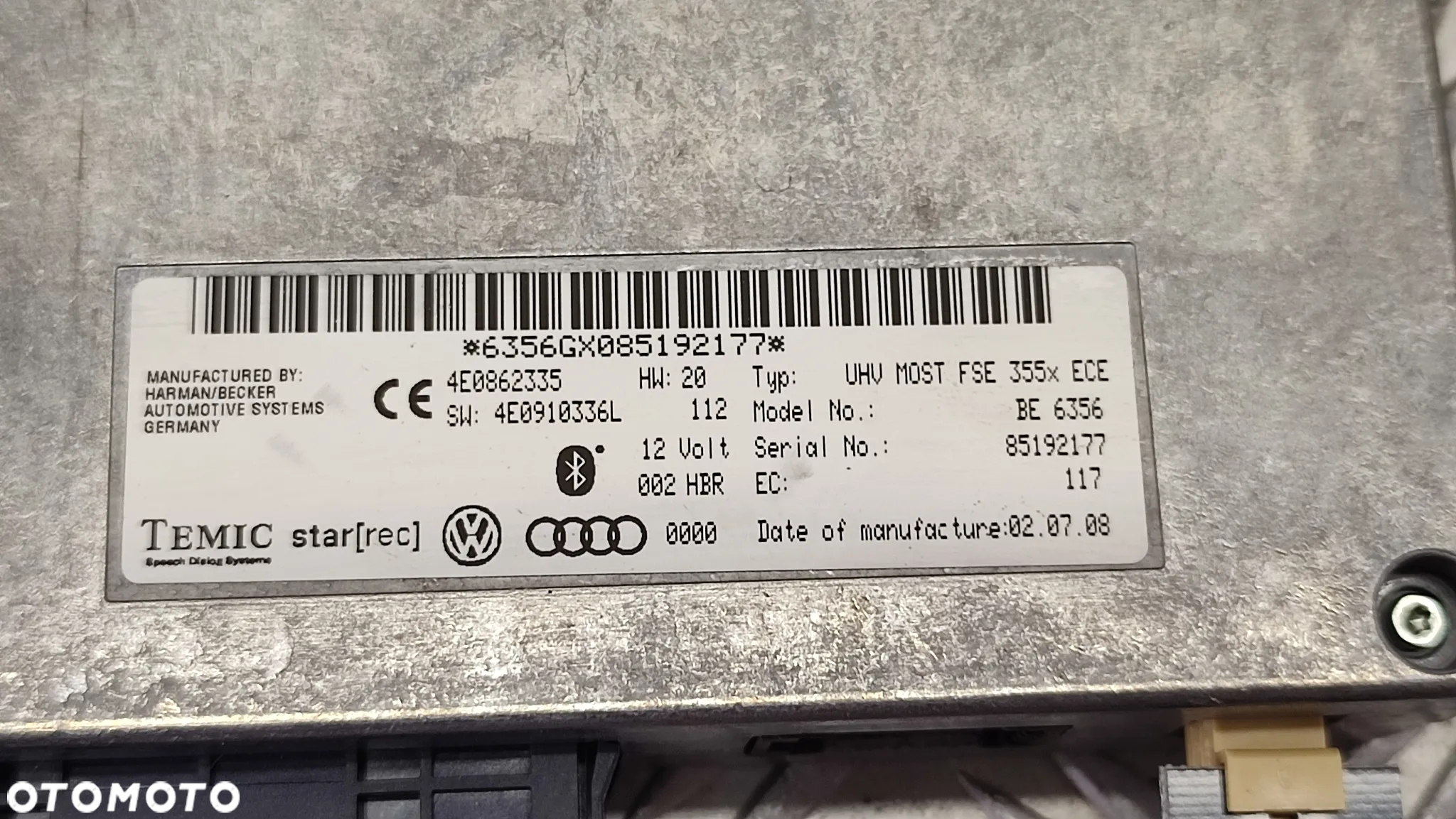 AUDI Q7 05-15R MODUL STEROWNIK BLUETOOTH 4E0862335 - 4