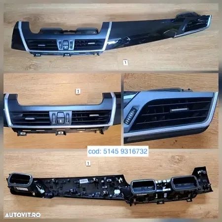 Trim ornament cu grile de ventilatie negru lucios piano black Original BMW F45+LCI F46+LCI - 5