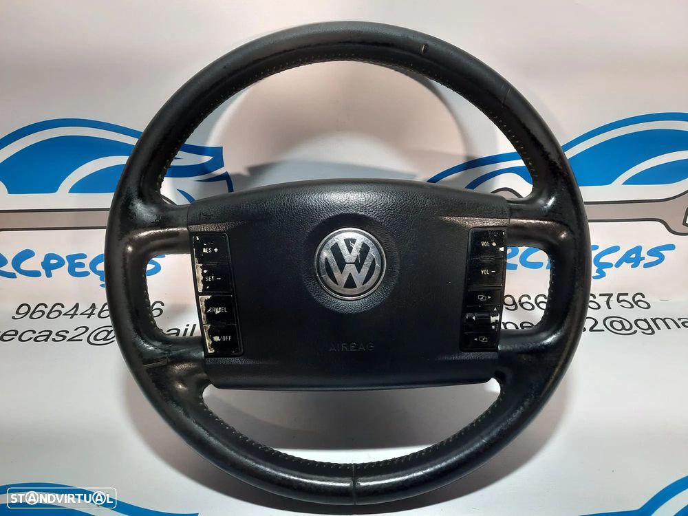 VOLANTE GUIADOR COMPLETO ORIGINAL VOLKSWAGEN VW TOUAREG 7LA 7L6 7L7 COMANDOS PELE MULTIFUNÇÕES AIRBAG