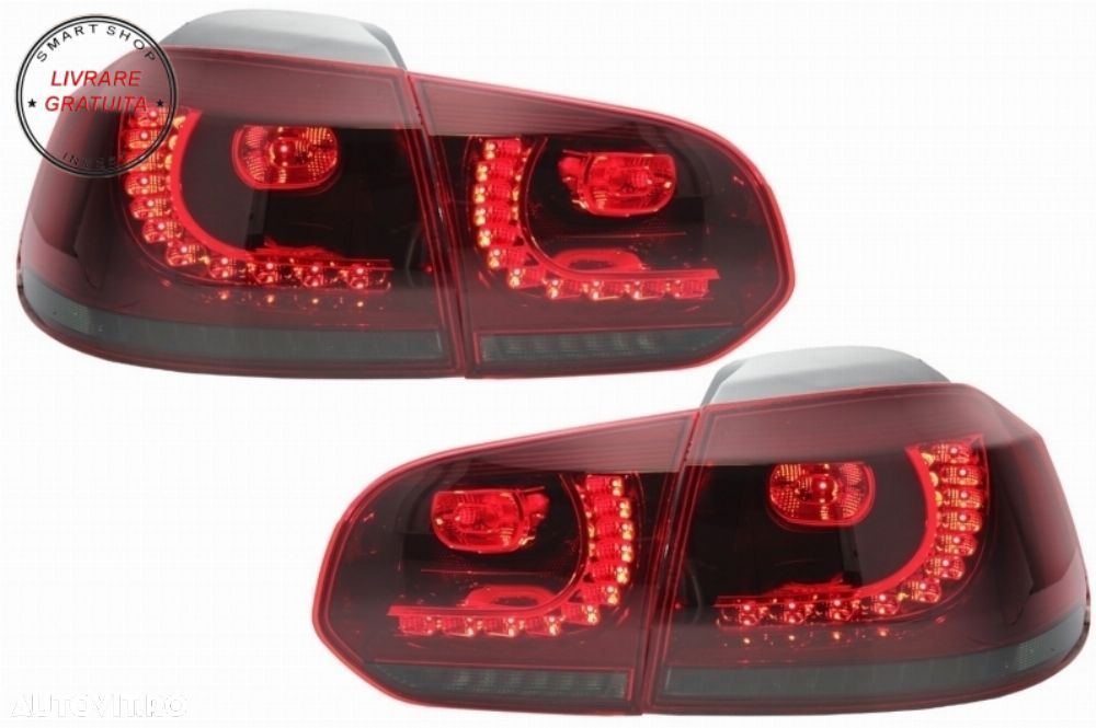 Bara Spate si Stopuri Full LED Rosu Fumuriu VW Golf 6 VI (2008-2013) R20 Look- livrare gratuita - 9