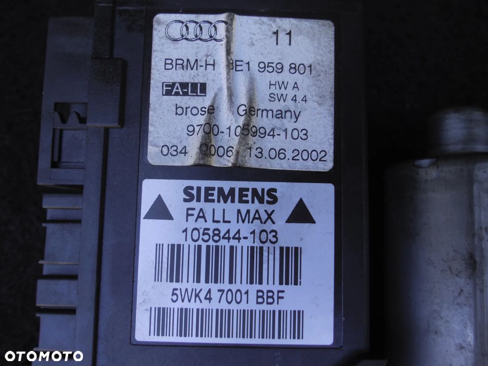 AUDI A4 B6 SILNICZEK PODNOŚNIK SZYBY LEWY PRZÓD 8E1959801 105844-103 0130821767 - 3