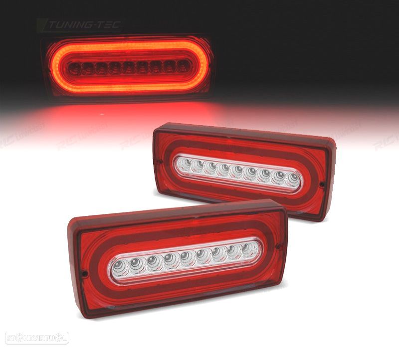FAROLINS PARA MERCEDES CLASSE G W463 LED FUNDO VERMELHO CROMADO - 1