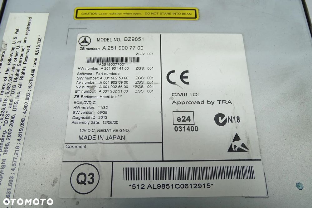 Mercedes R Klasa R251 LIFT Radio Nawigacja A2519007700 - 7