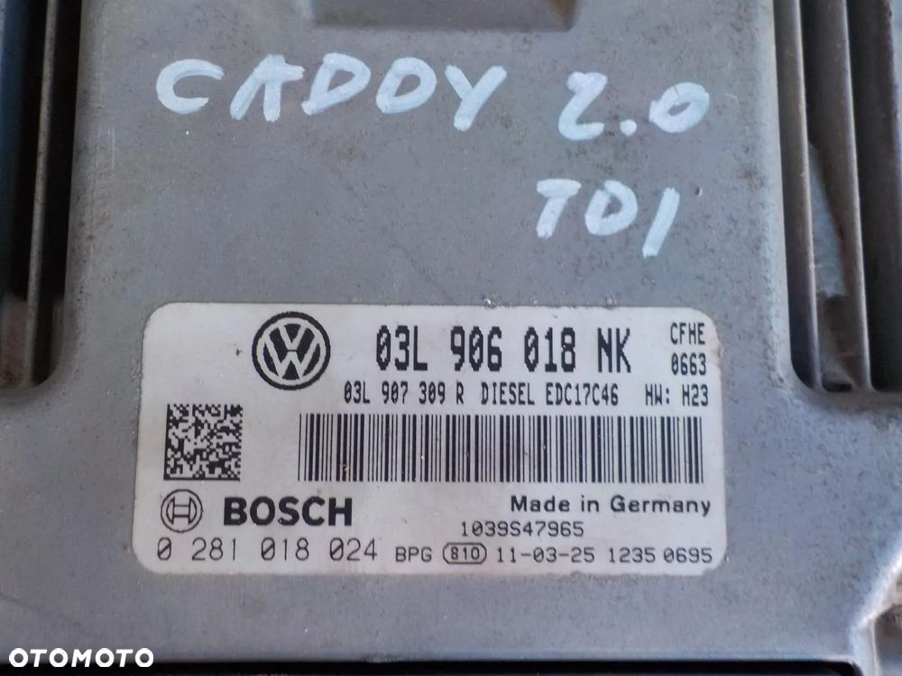 VW CADDY 2.0 TDI KOMPUTER STEROWNIK 03L906018NK - 2