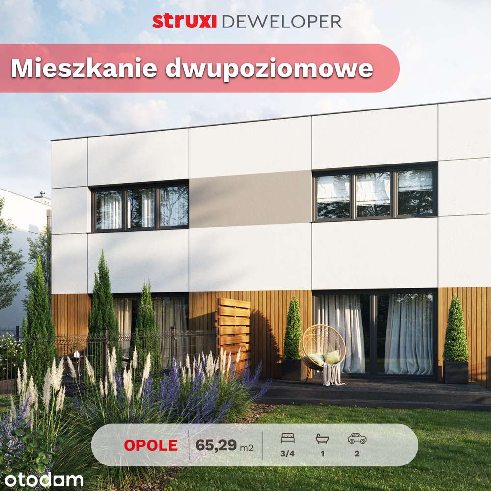 65m2 z ogrodem 94m2 i 2 m. parkingowe - bezpieczne osiedle w Opolu