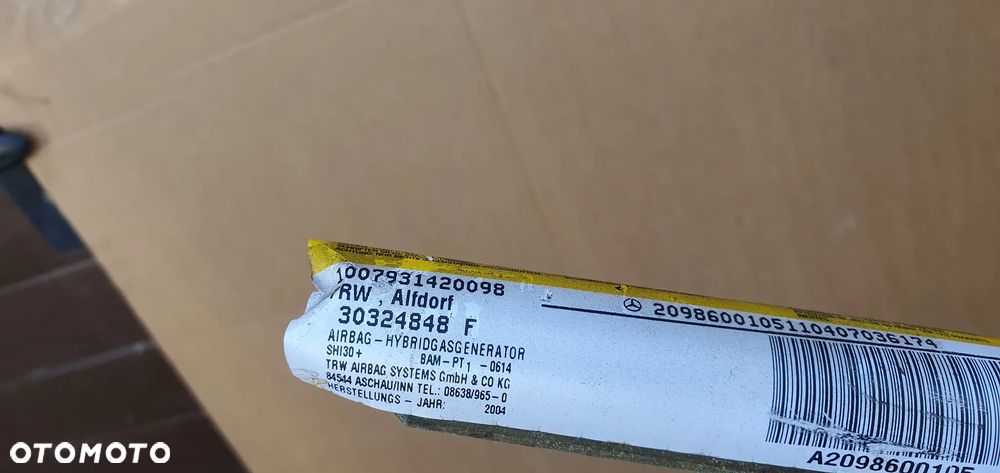 Kurtyna Airbag poduszka prawa Mercedes CLK W209 A2098600105 - 6