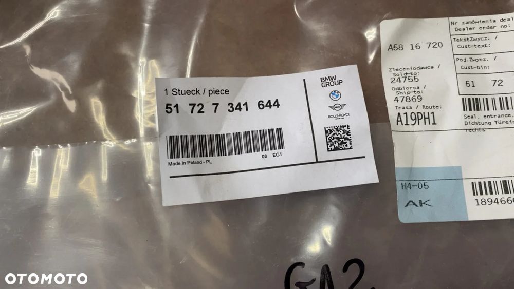 BMW G12 USZCZELKA DRZWI PRAWY TYŁ 7341644 NOWA - 3