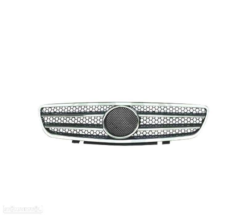 GRELHA FRONTAL MERCEDES SL R230 01-06 LOOK SPORT AMG CROMADA PRETA - 2