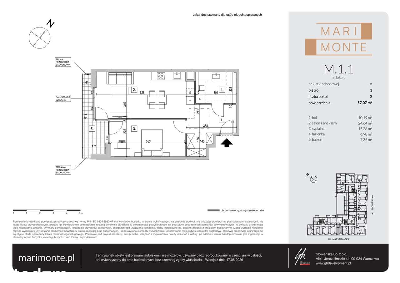 2-pokojowe mieszkanie 57m2 + balkon - Pełny obrazek: 2/12