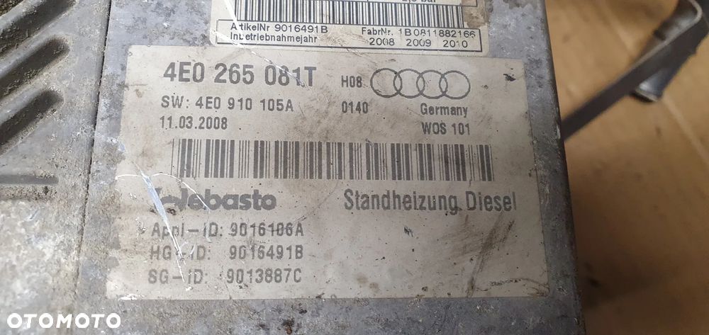 Webasto ogrzewanie postojowe Audi A8 D3 4E0265081T 4E0910105A - 8