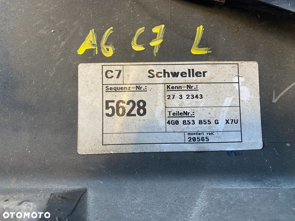LISTWA PRÓG NAKŁADKA PROGOWA PROGU LEWA AUDI A6 C7 2011- ; KOLOR LX7U 4G0853855G ORYGINAŁ - 10