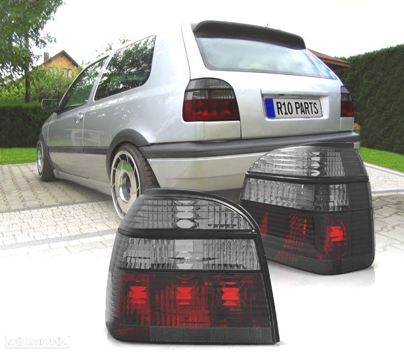 CONJUNTO FAROLINS VW GOLF 3 91-97 VERMELHO FUMADO - 1
