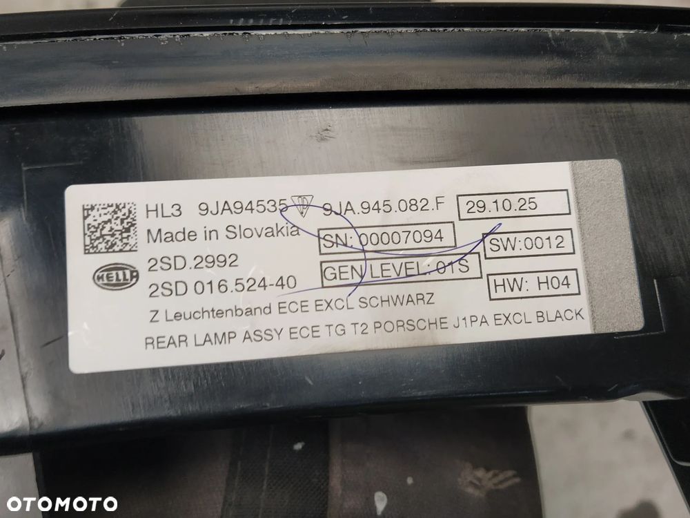 PORSCHE TAYCAN 9J 9JA BLENDA LAMPA TYŁ TYLNA EU ECE EXCL SCHWARZ ORYGINAŁ - 13