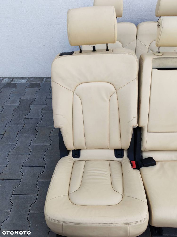 AUDI Q7 4L 05-15R FOTELE PRZOD KANAPA TYL DRUGI I TRZECI RZAD S-LINE JASNA BEZOWA SKORA 7 OSOB KOMPLET - 9