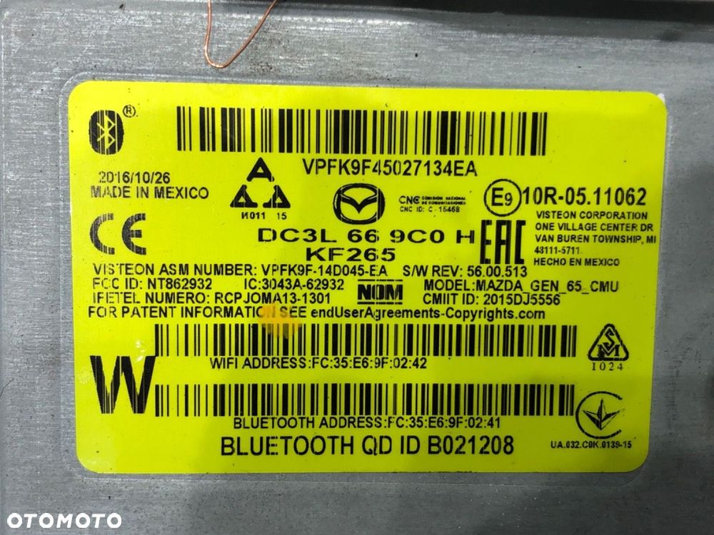 MODUŁ NAWIGACJI  MAZDA 2 (DL, DJ) 2014 - 2022 1.5 SKYACTIV-G 66 kW [90 KM] benzyna 2014 - 2017 - 4