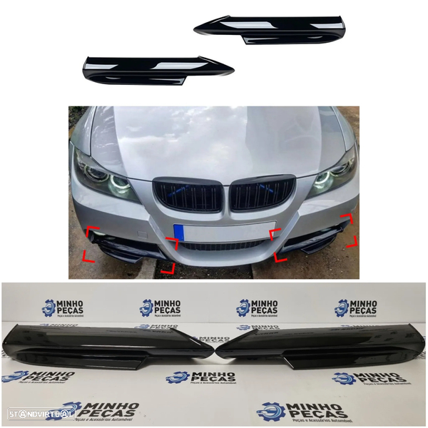 Splitters Frontais BMW (E90/E91) Pré-Lci M Preto Brilho