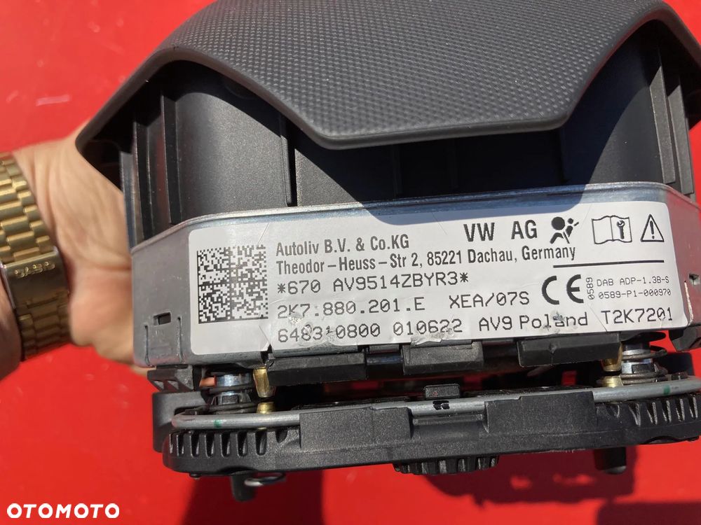VW CADDY 5 V 2K7 2K8 DESKA KONSOLA KOKPIT PULPIT PÓŁKA PARAPET AIRBAG PASY PAS PODUSZKI POWIETRZNE KIEROWCY PASAŻERA AIR BAG KURTYNA KURTYNY FOTELA W FOTEL PASY PAS - 7
