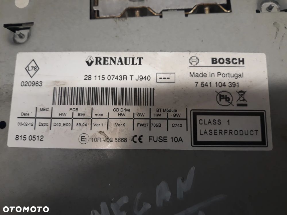 RADIO RENAULT MEGANE III 2012r   281150743R - 2