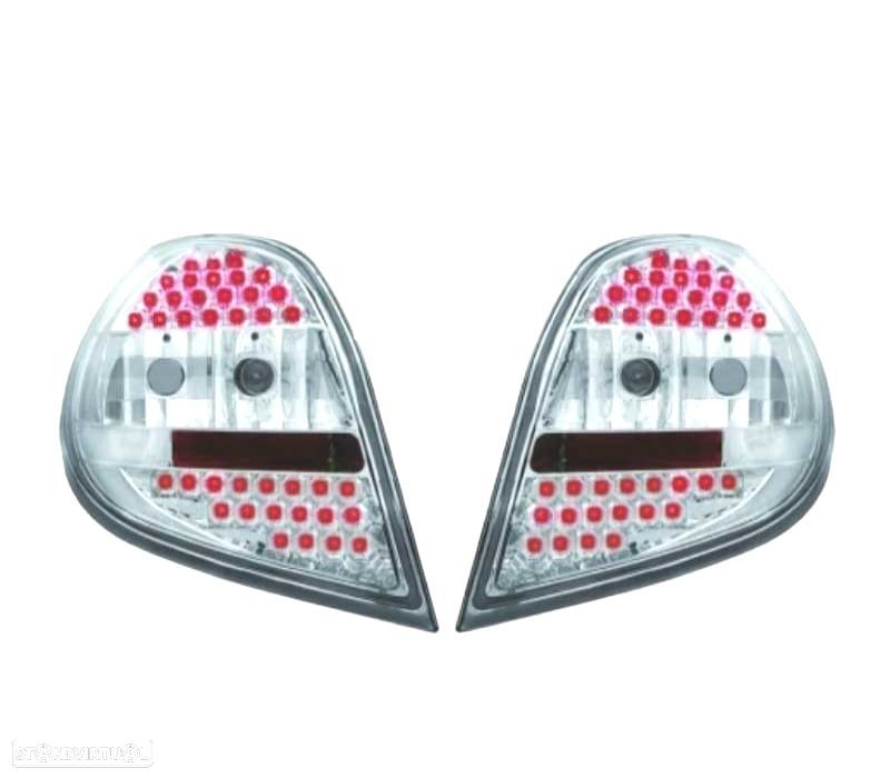 FAROLINS TRASEIROS LED RENAULT CLIO III 05-09 FUNDO CROMADO - 1