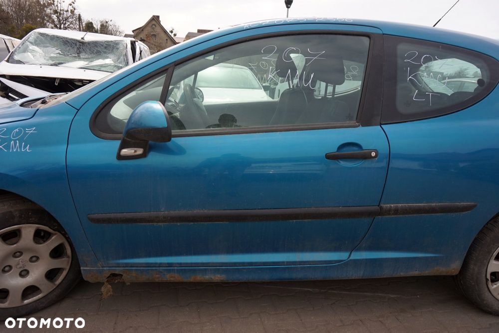 DRZWI PRZEDNIE LEWE 207  3D HB KMU  NIEBIESKI PEUGEOT 2006-2009 - 3
