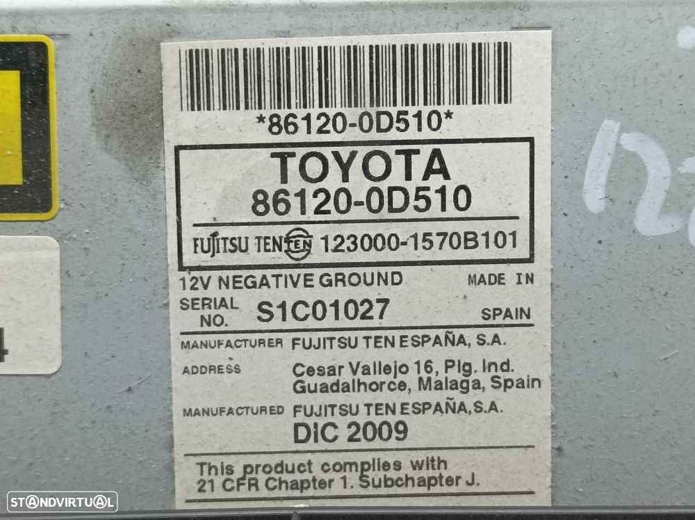 SISTEMA AUDIO / RADIO CD TOYOTA YARIS 2010 - 3