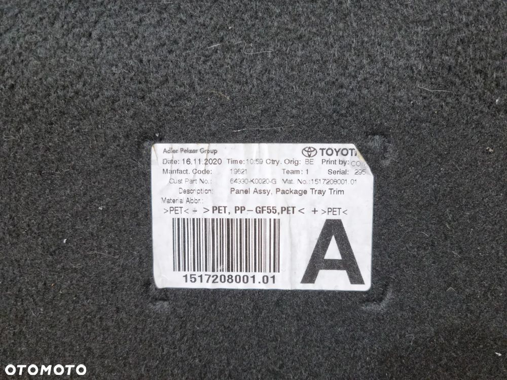 TOYOTA YARIS IV PÓŁKA BAGAŻNIKA 1517208001 64330-K0020-G - 5